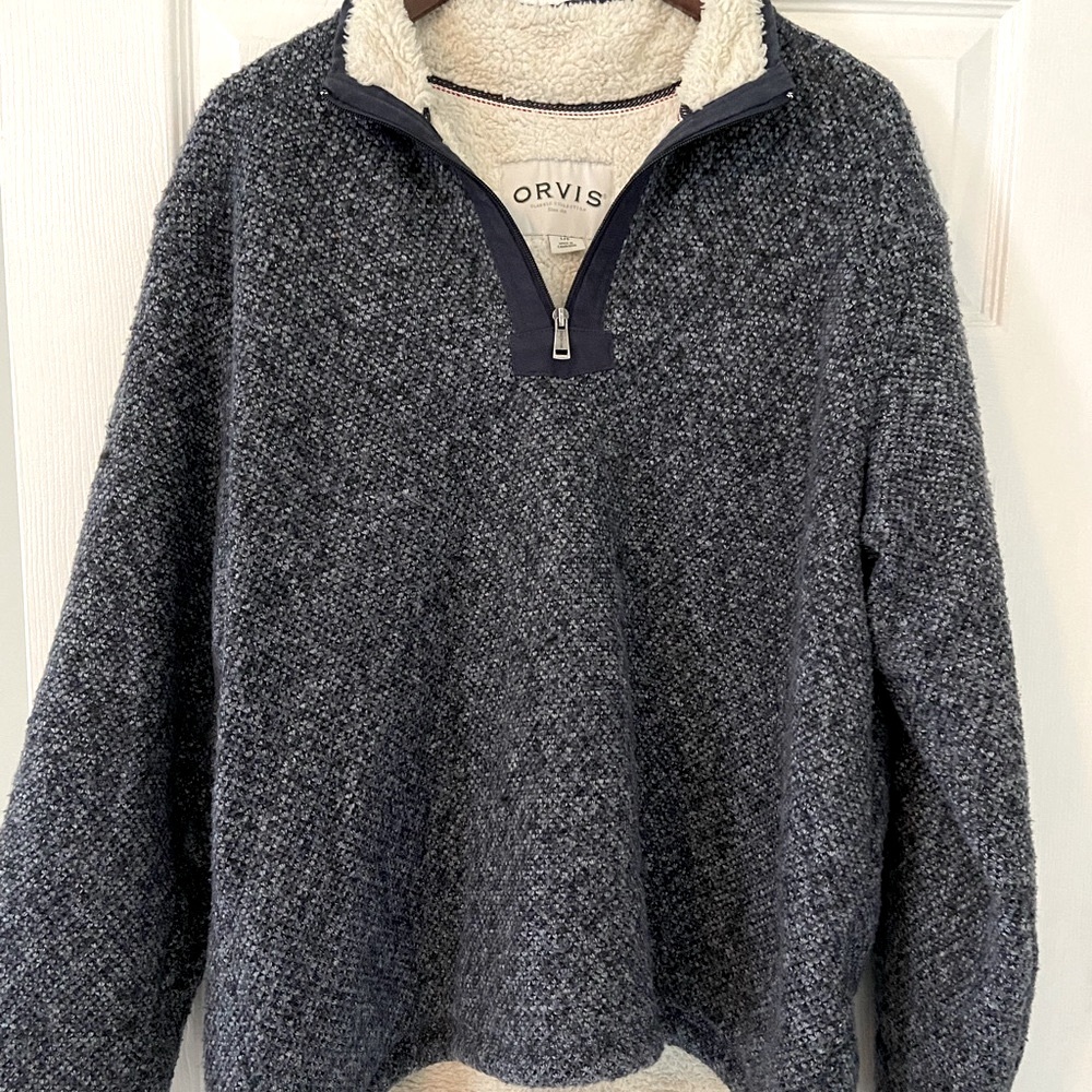 Orvis mens lined pullover quarter zip. So warm and comfortable